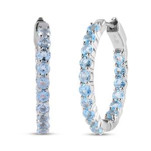 Gemstone Classics(tm) 3mm Aquamarine Inside-Out Hoop Earrings