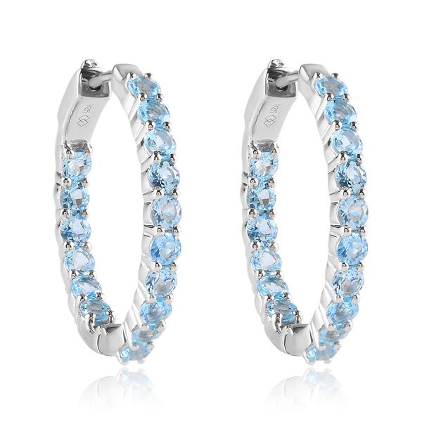 Gemstone Classics(tm) 3mm Aquamarine Inside-Out Hoop Earrings alternate view