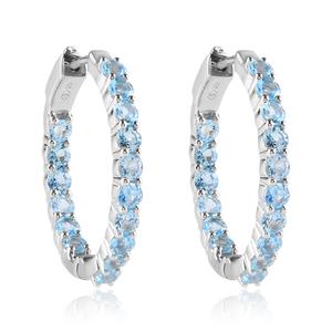 Gemstone Classics(tm) 3mm Aquamarine Inside-Out Hoop Earrings alternate view