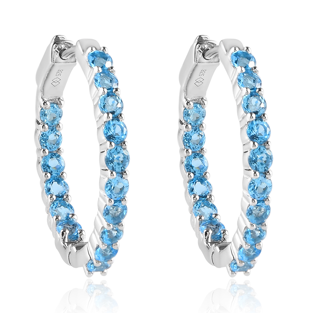 Gemstone Classics(tm) Blue Topaz Inside-Out Hoop Earrings