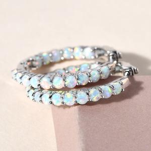 Gemstone Classics(tm) Created Opal In Out Hoop Earrings alternate view