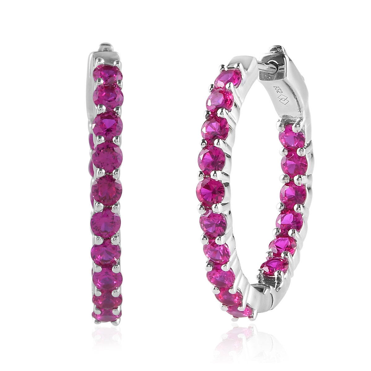 Gemstone Classics(tm) Created Ruby Inside-Out Hoop Earrings