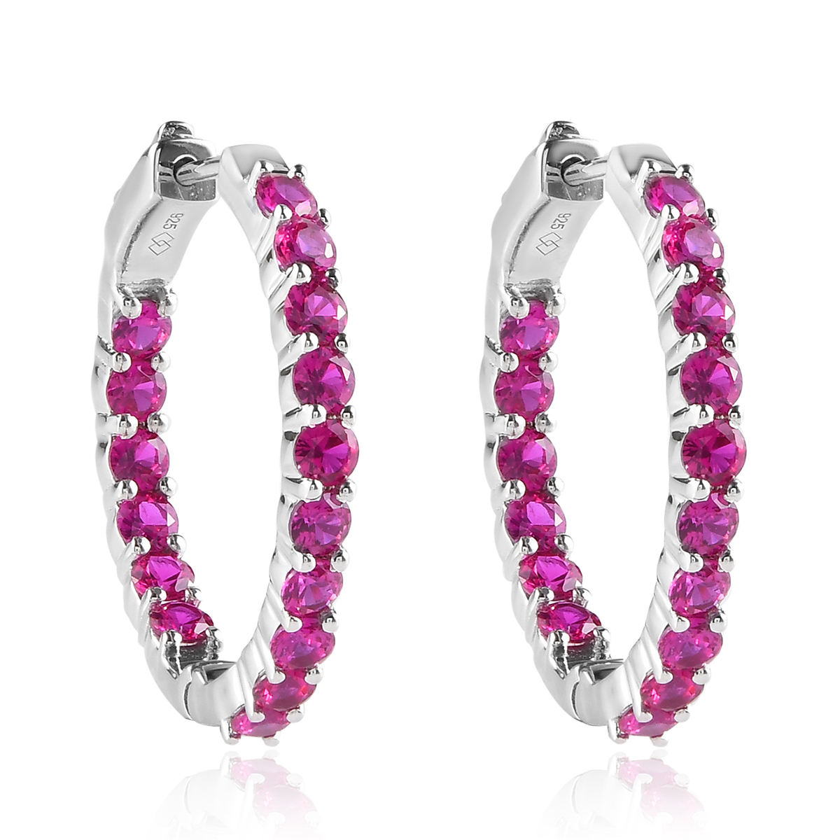 Gemstone Classics(tm) Created Ruby Inside-Out Hoop Earrings