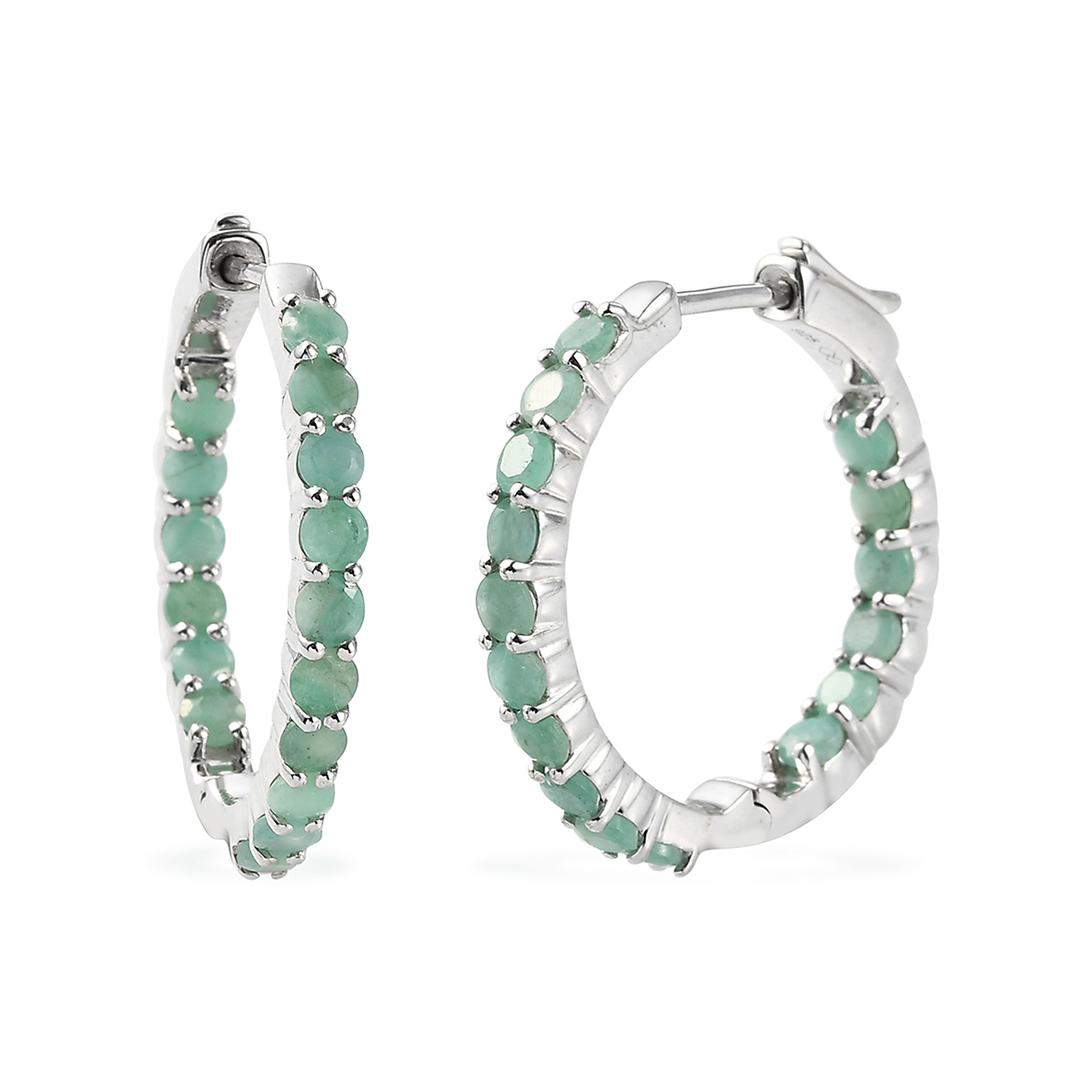 Gemstone Classics(tm) Round Emerald Inside-Out Hoop Earrings