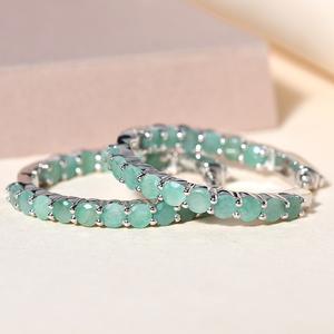 Gemstone Classics(tm) Round Emerald Inside-Out Hoop Earrings alternate view