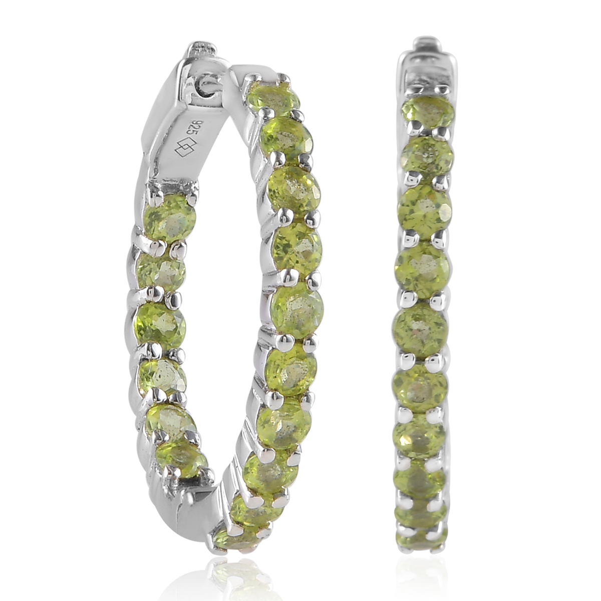 Gemstone Classics(tm) Round Peridot Inside-Out Hoop Earrings