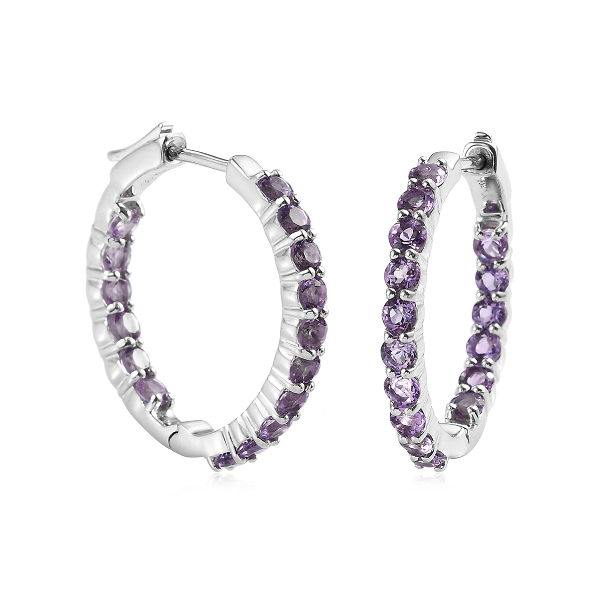 Gemstone Classics(tm) Pink Amethyst Inside-Out Hoop Earrings