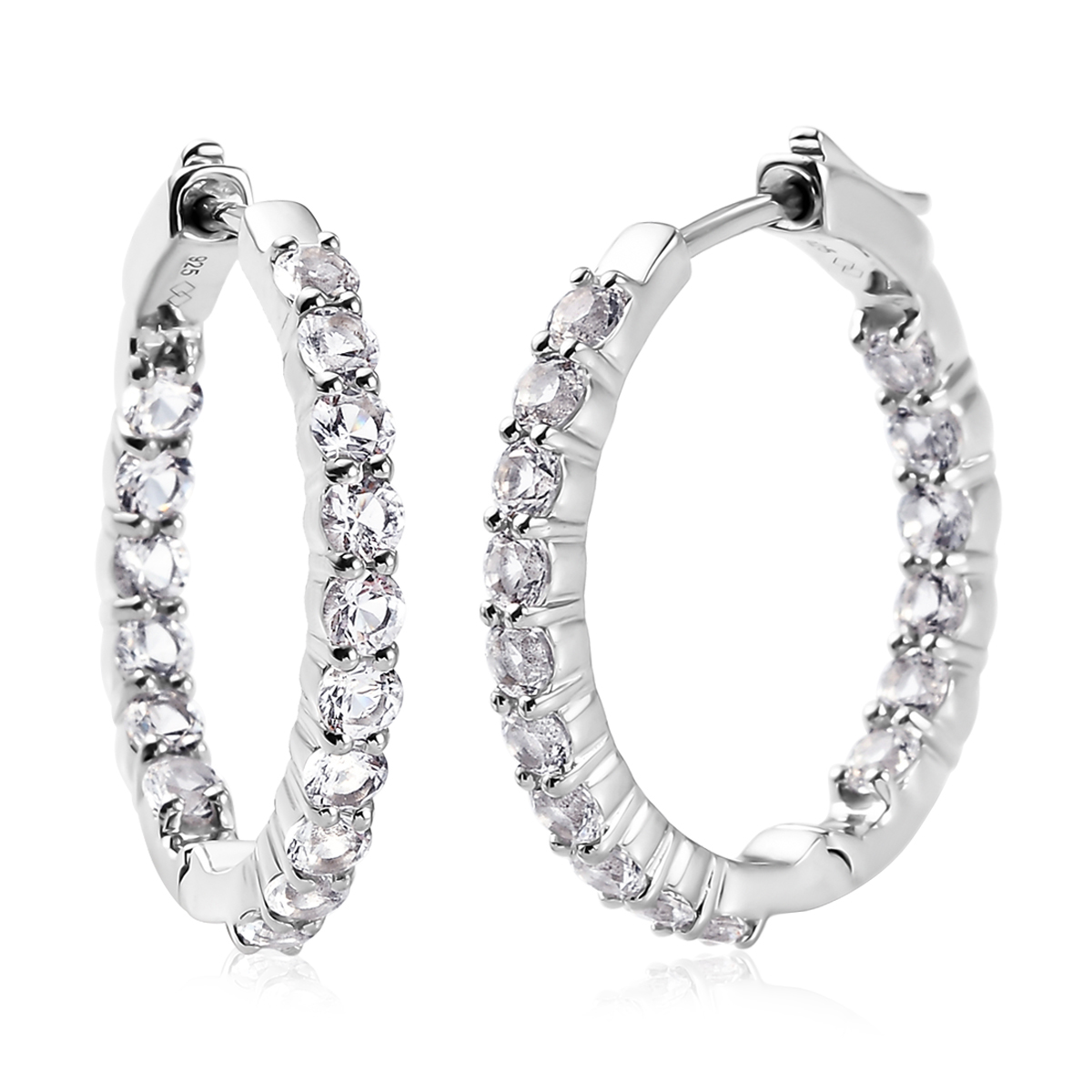 Gemstone Classics(tm) White Topaz Inside-Out Hoop Earrings