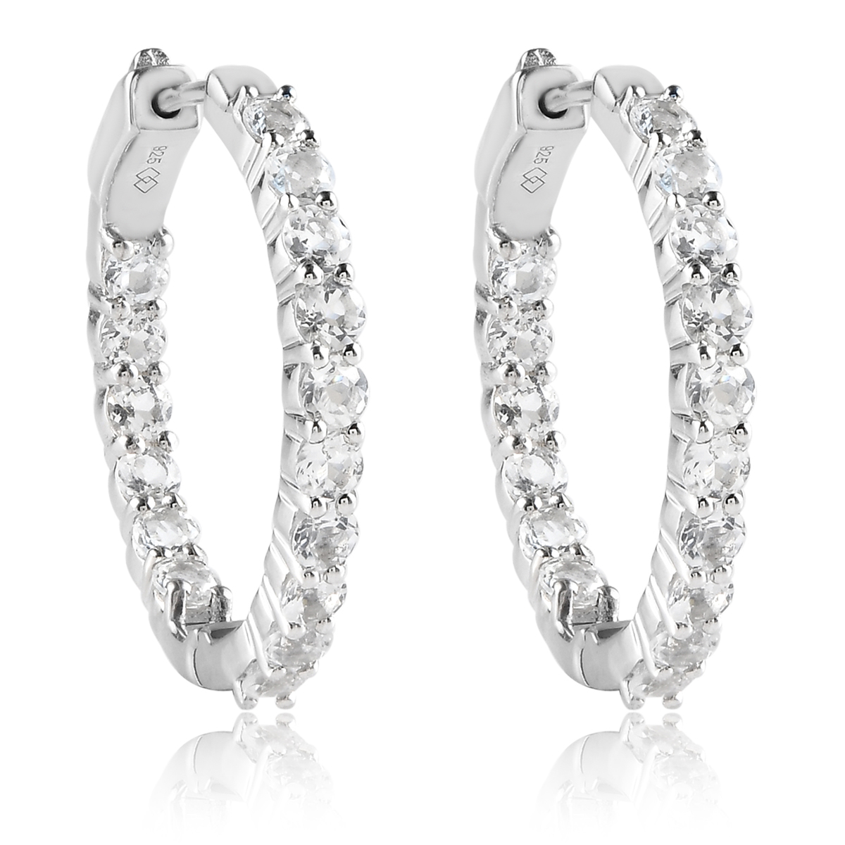 Gemstone Classics(tm) White Topaz Inside-Out Hoop Earrings