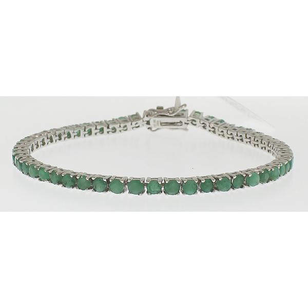 Gemstone Classics(tm) Sterling Silver Round Emerald Bracelet