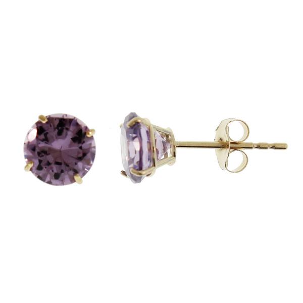 Gemstone Classics(tm)Created Amethyst 6mm 14kt. Yellow Gold Earrings