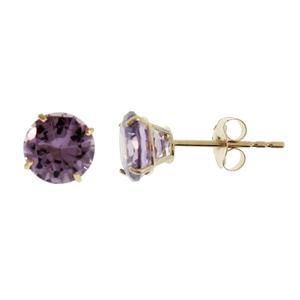 Gemstone Classics(tm)Created Amethyst 6mm 14kt. Yellow Gold Earrings