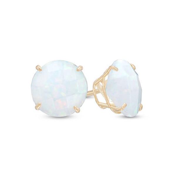 Gemstone Classics(tm) Gold & Created Opal 6mm Stud Earrings