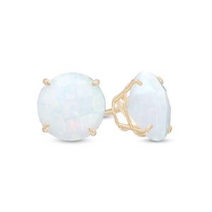 Gemstone Classics(tm) Gold & Created Opal 6mm Stud Earrings