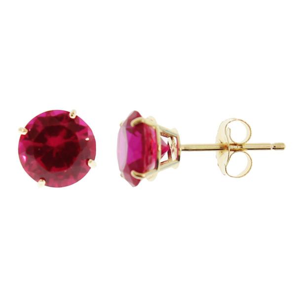 Gemstone Classics(tm) 6mm Created Ruby 14kt. Gold Stud Earrings