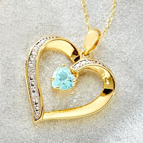 Gemstone Classics(tm) 1/7ctw. Diamond & Topaz Gold Plated Necklace