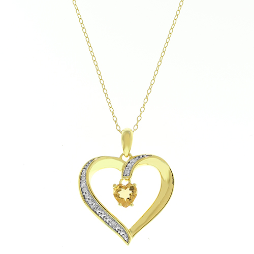 Gemstone Classics(tm) Citrine Heart Pendant Necklace