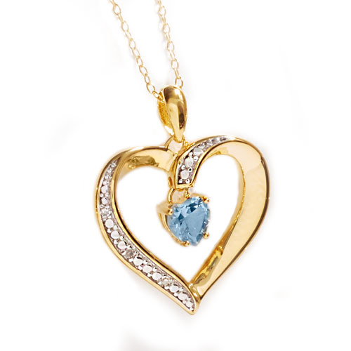 Gemstone Classics(tm) Gold Over Sterling Aqua Diamond Pendant