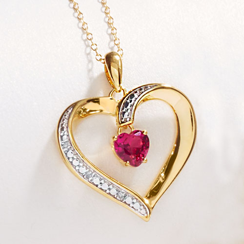 Gemstone Classics(tm) Gold Over Sterling Ruby Diamond Pendant