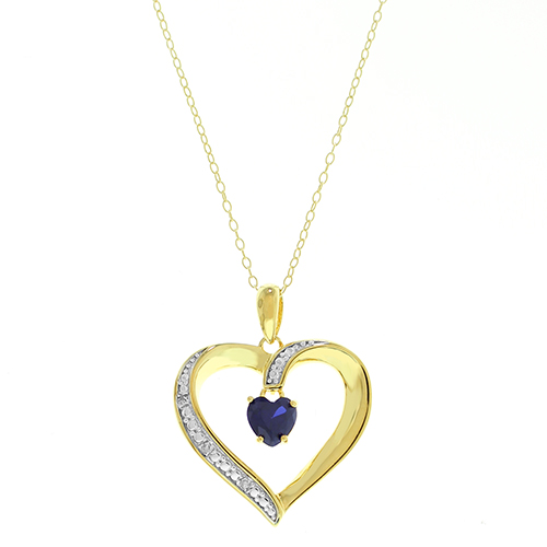 Gemstone Classics(tm) Sapphire Heart Pendant Necklace