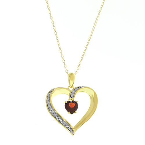 Gemstone Classics(tm) Genuine Garnet Heart Necklace