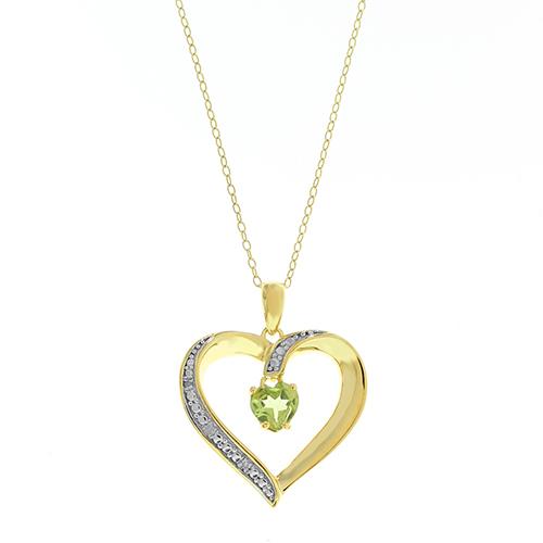 Gemstone Classics(tm) Genuine Peridot Heart Necklace