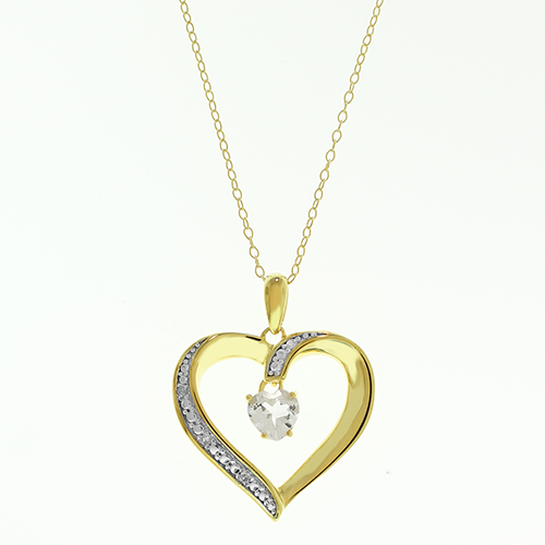 Gemstone Classics(tm) White Topaz Heart Necklace
