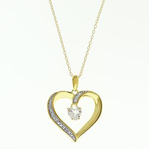 Gemstone Classics(tm) White Topaz Heart Necklace