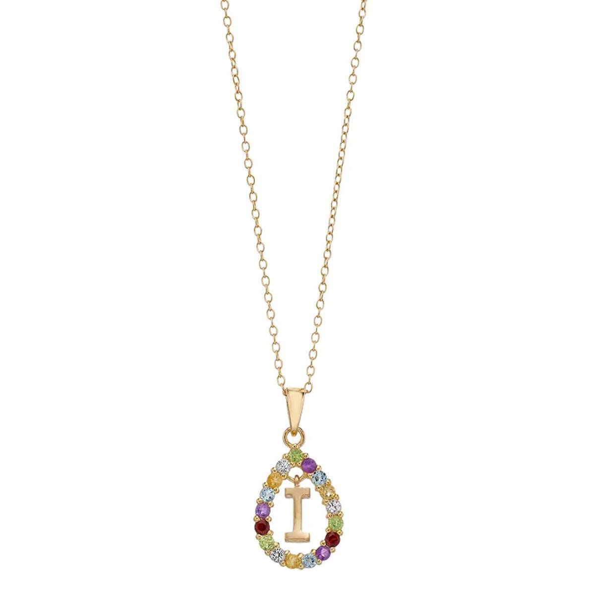 Gemstone Classics(tm) Gold Plated Gemstone Initial I Pendant