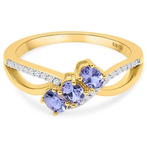 Gemstone Classics(tm) Oval Shape Tanzanite/White Topaz 3-Stone Ring alternate view