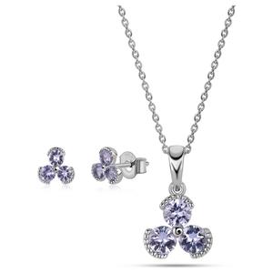 Gemstone Classics(tm) Round 3-Stone Tanzanite Earrings & Pendant Set