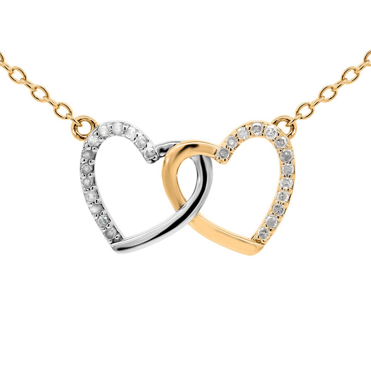 Diamond Classics(tm) Two-Tone 1/10ctw. Diamond Twin Heart Necklace