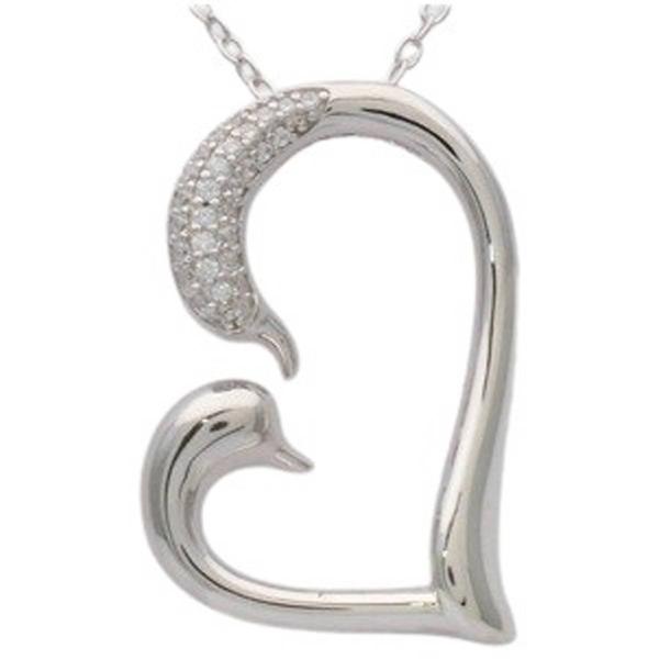 Diamond Classics(tm) Sterling 1/10ctw. Diamond Swan Heart Pendant