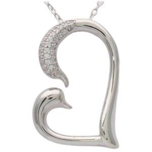 Diamond Classics(tm) Sterling 1/10ctw. Diamond Swan Heart Pendant