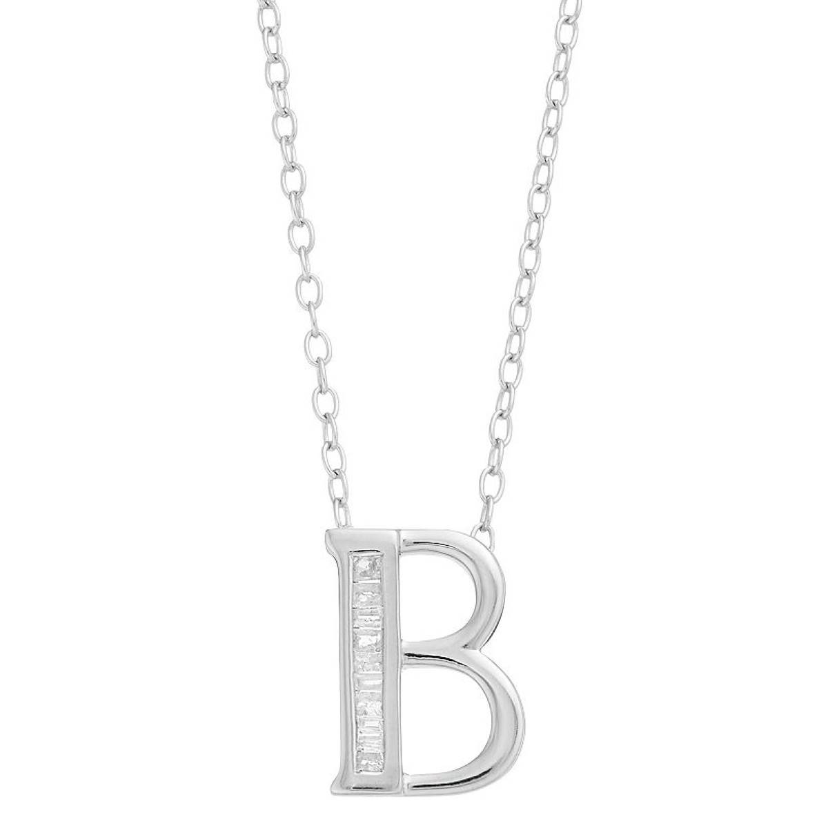 Diamond Classics(tm) 1/20ctw. Baguette Diamond B Initial Pendant