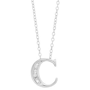 Diamond Classics(tm) 1/20ctw. Baguette Diamond C Initial Pendant