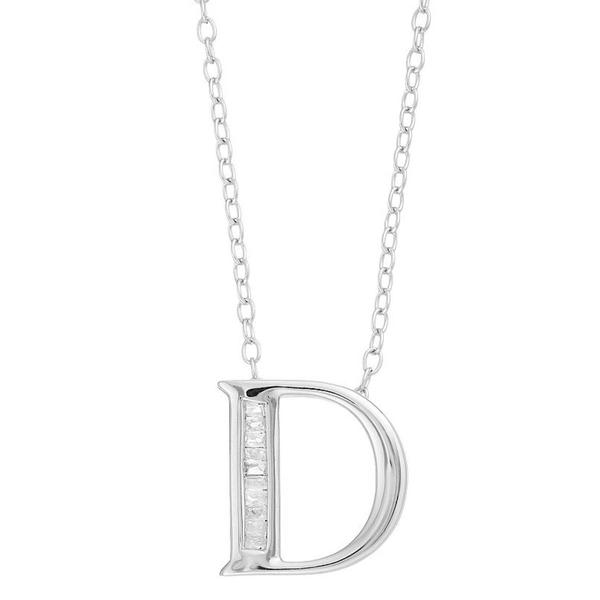 Diamond Classics(tm) 1/20ctw. Baguette Diamond D Initial Pendant