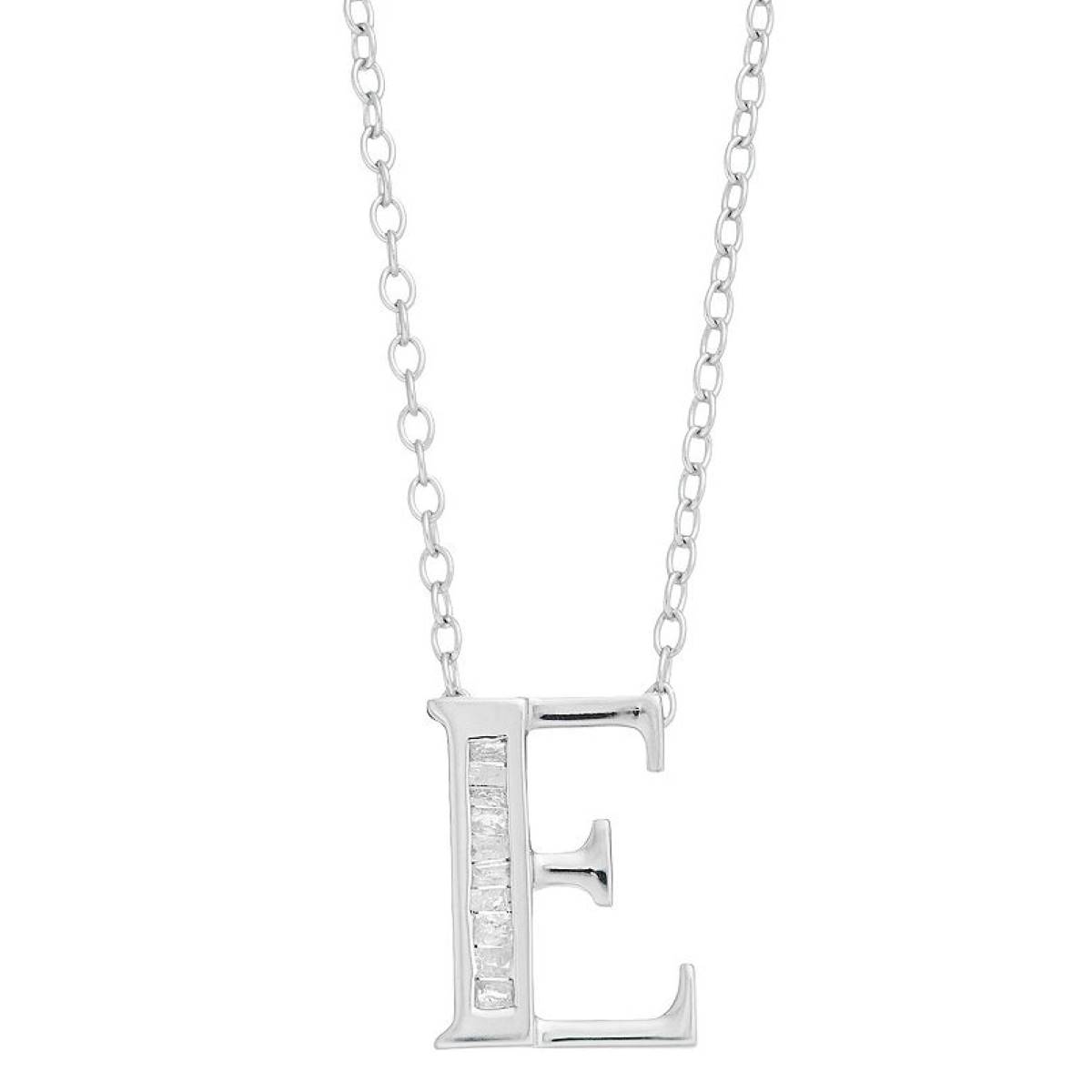 Diamond Classics(tm) 1/20ctw. Baguette Diamond E Initial Pendant