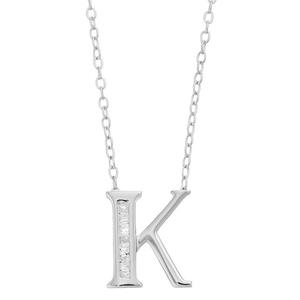 Diamond Classics(tm) 1/20ctw. Baguette Diamond K Initial Pendant