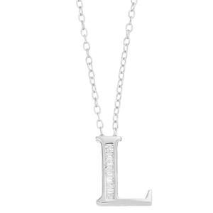 Diamond Classics(tm) 1/20ctw. Baguette Diamond L Initial Pendant