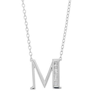 Diamond Classics(tm) 1/20ctw. Baguette Diamond M Initial Pendant