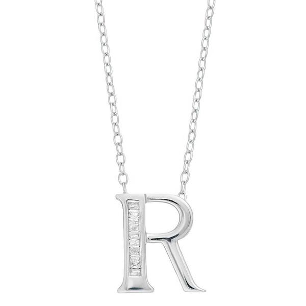 Diamond Classics(tm) 1/20ctw. Baguette Diamond R Initial Pendant