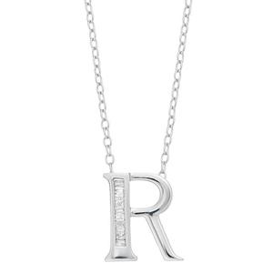 Diamond Classics(tm) 1/20ctw. Baguette Diamond R Initial Pendant