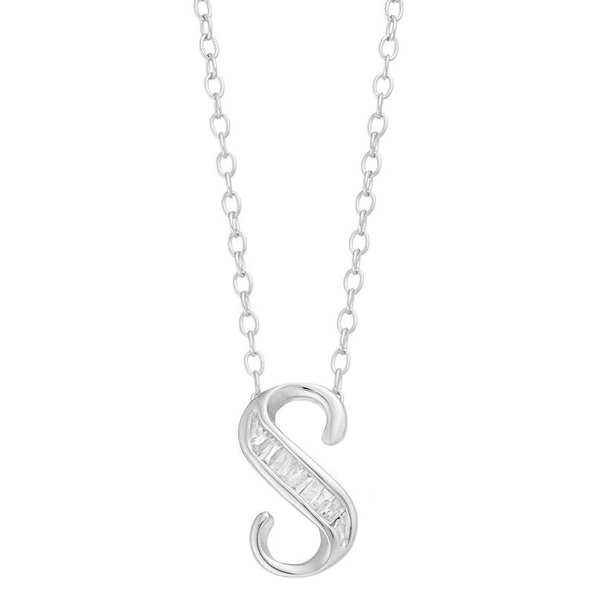 Diamond Classics(tm) 1/20ctw. Baguette Diamond S Initial Pendant