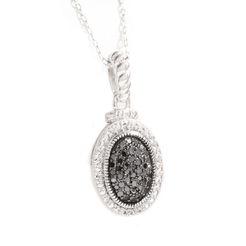 Radiant Rainbow(tm) 1/4ctw. Oval Black Diamond Pendant