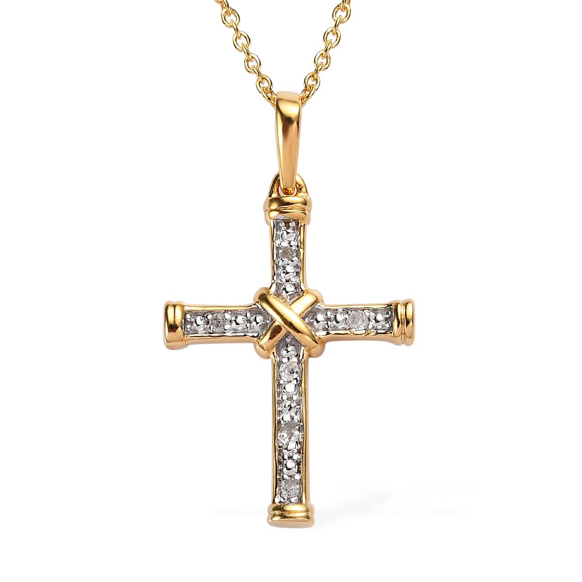 Diamond Classics(tm) Diamond Accent Gold Plated Cross Pendant