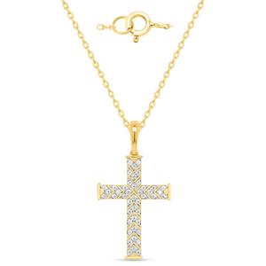 Diamond Classics(tm) Yellow Gold 1/4ctw. Diamond Cross Pendant alternate view