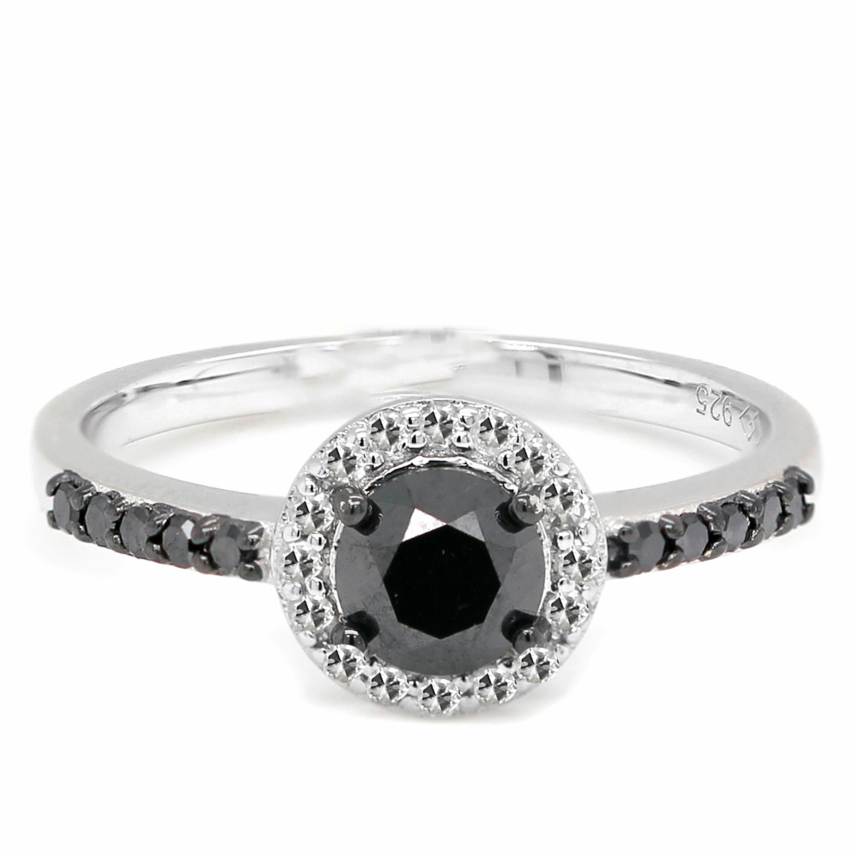 Diamond Classics(tm) 1.00ctw. Black & White Diamond Halo Ring