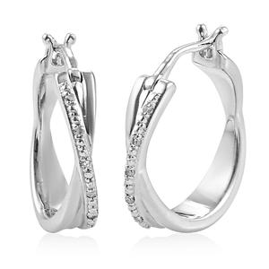 Diamond Classics(tm) Sterling Silver Diamond Hoop Earrings