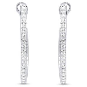 Diamond Classics(tm) Sterling Silver 1/2ctw. Diamond Hoop Earrings alternate view